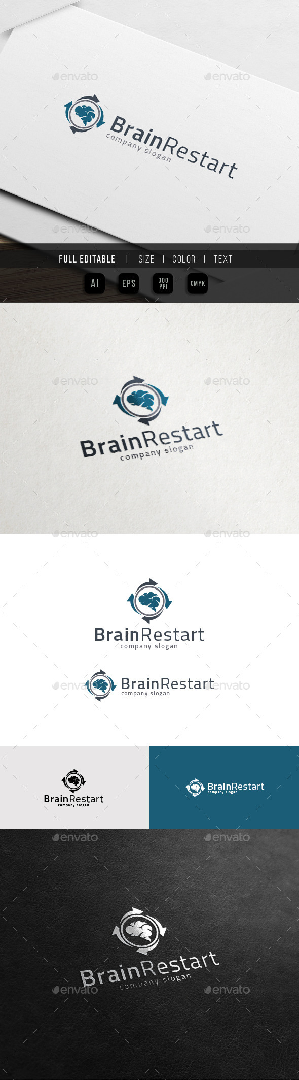 Brain Restart - Concept Load - Idea Share Logo - Objects Logo Templates
