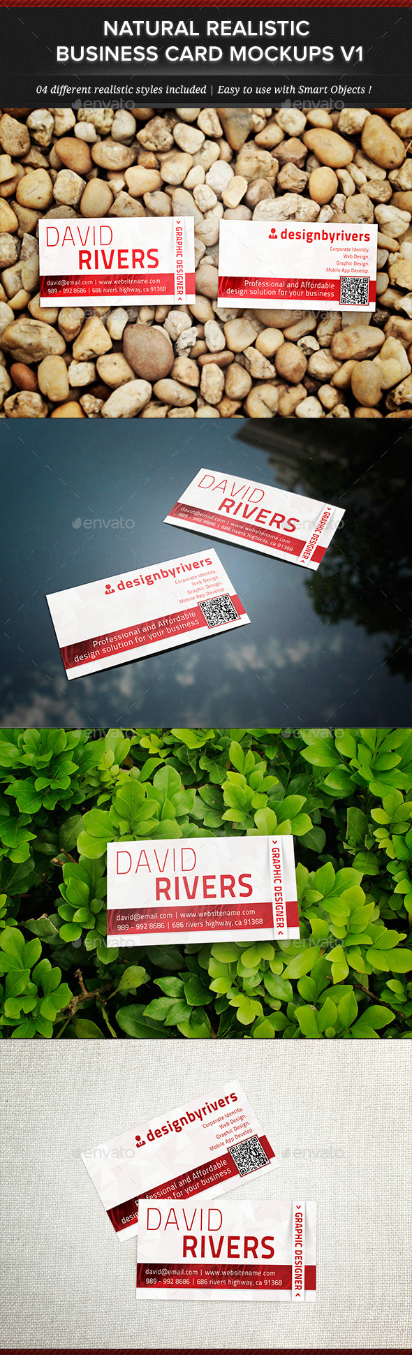Natural Realistic Business Card Mockup V1 - Business Cards Print