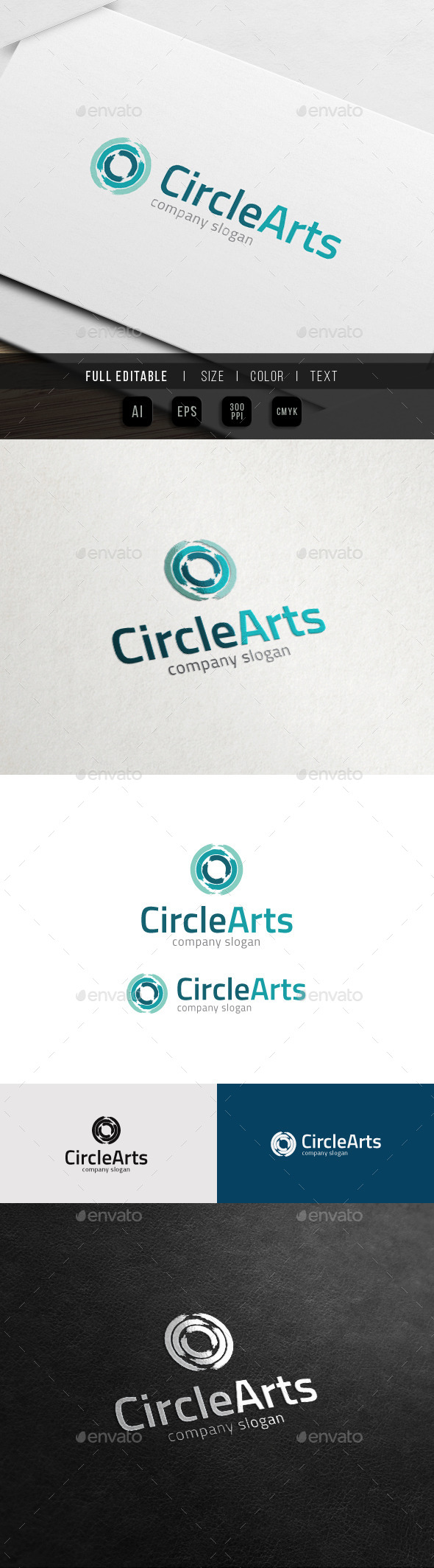 Paint Brush Circle - Open Art Galery - Abstract Logo Templates