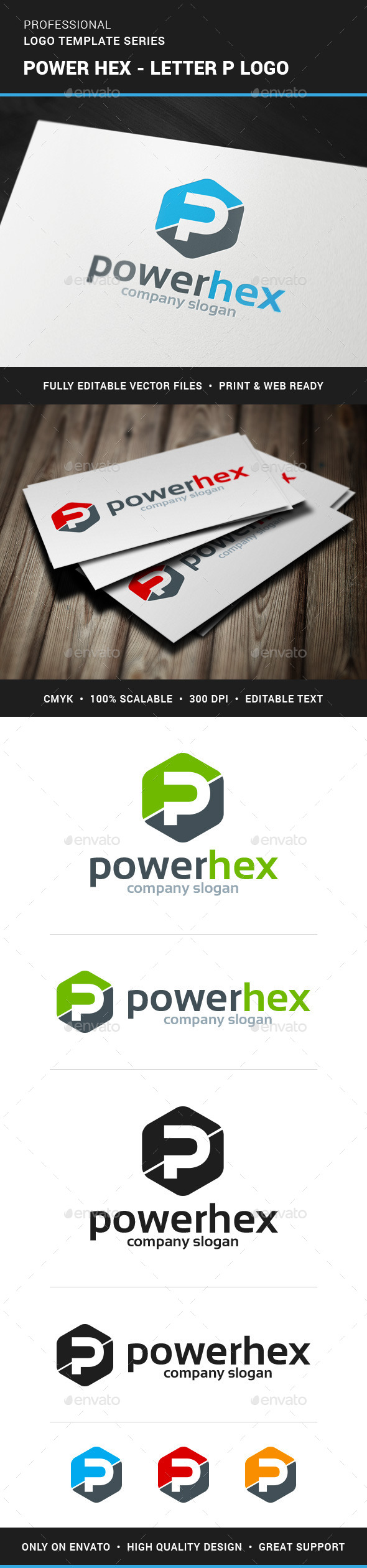Power Hex - Letter P Logo - Letters Logo Templates