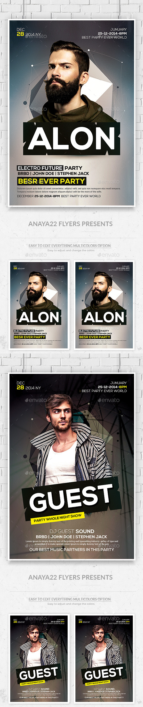 Electro Concert Dj Flyers Bundle - Clubs & Parties Events