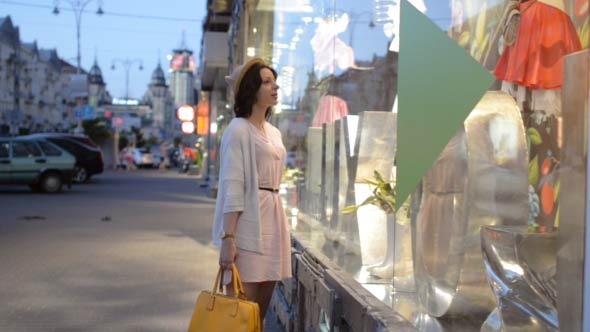 Girl Busy in Window Shopping alt