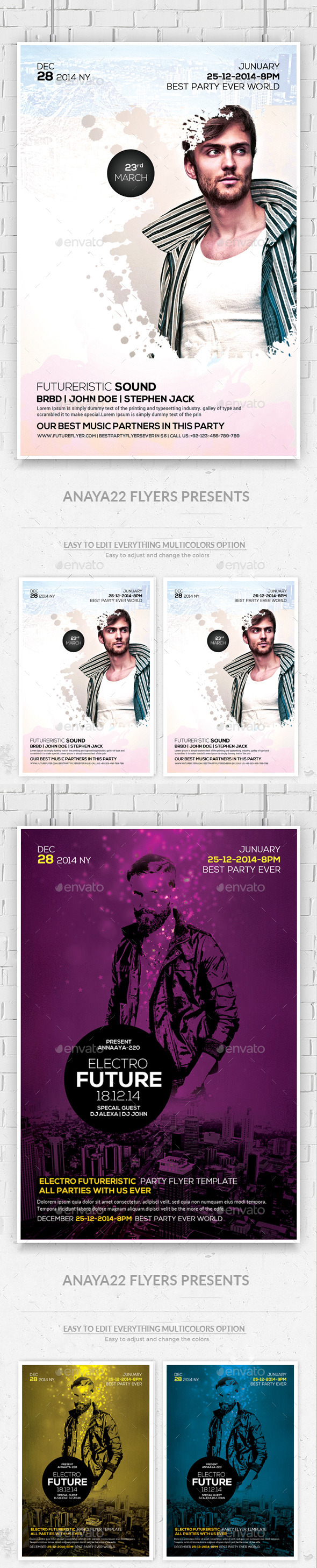 Electro Concert Dj Flyers Bundle - Clubs & Parties Events