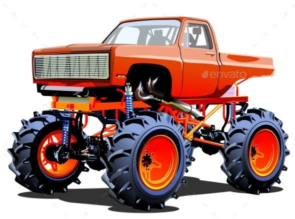 Cartoon Monster Truck - Man-made Objects Objects