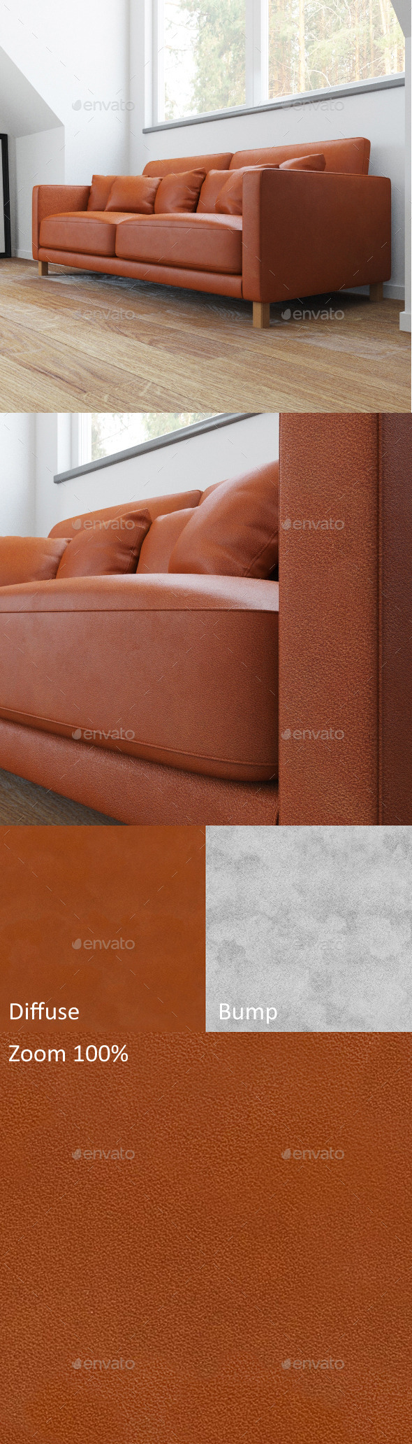 Brown seamless leather - 3Docean 11779923