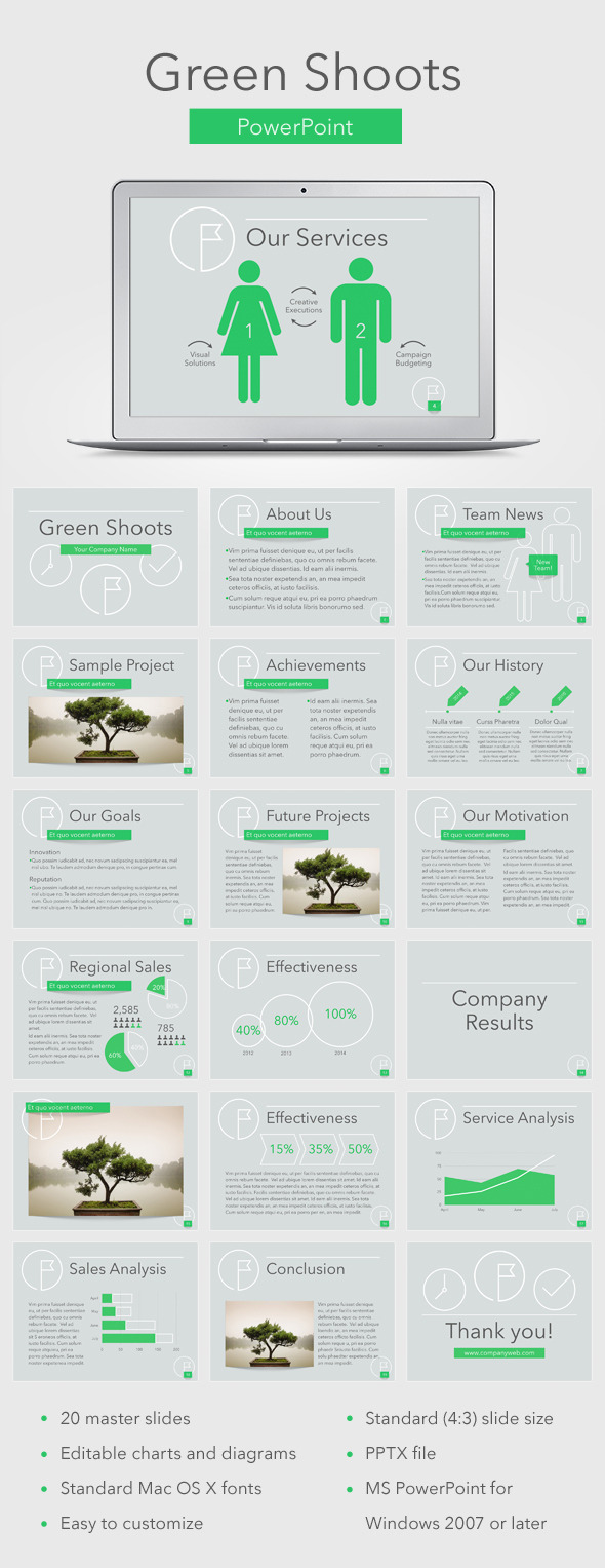 Green Shoots PowerPoint Template - Business PowerPoint Templates