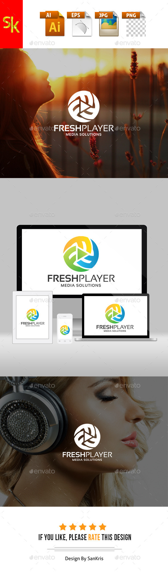Fresh Media Player - Letters Logo Templates