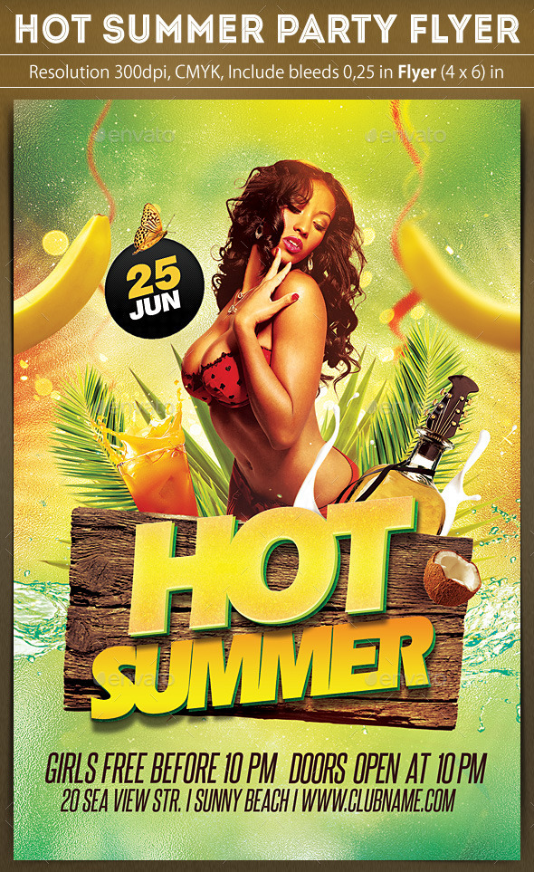Hot Summer Party Flyer - Clubs & Parties Events