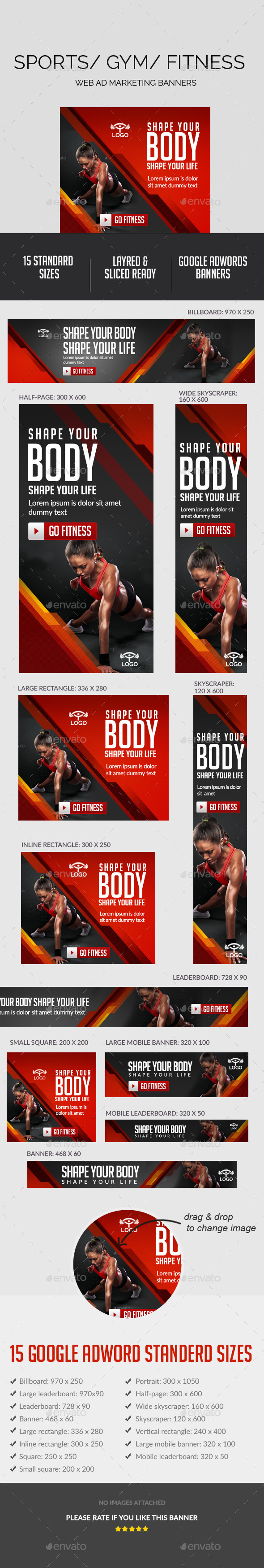 Fitness Ad Banners - Banners & Ads Web Elements