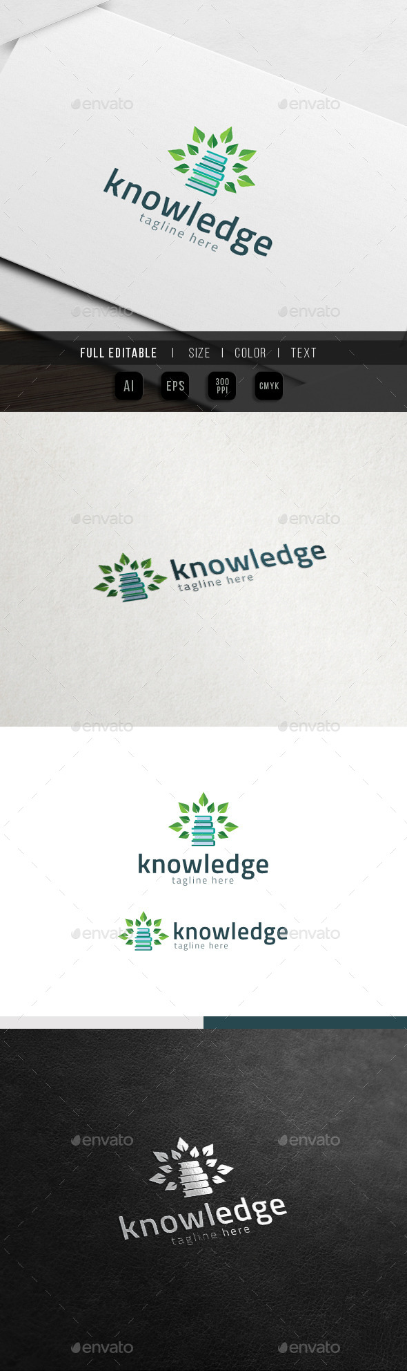 Tree of Knowledge - Eco Book Logo - Nature Logo Templates