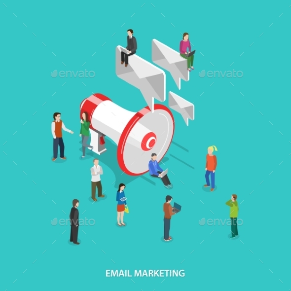 Email Marketing Flat Isometric Vector Concept. - Concepts Business