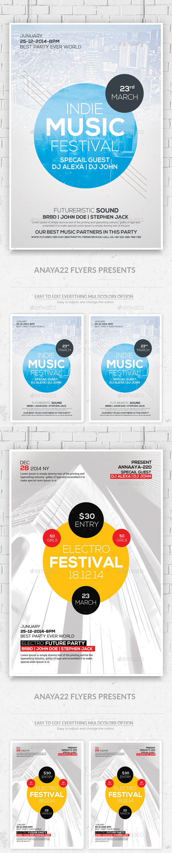 Festival / Concert Flyers Bundle - Clubs & Parties Events