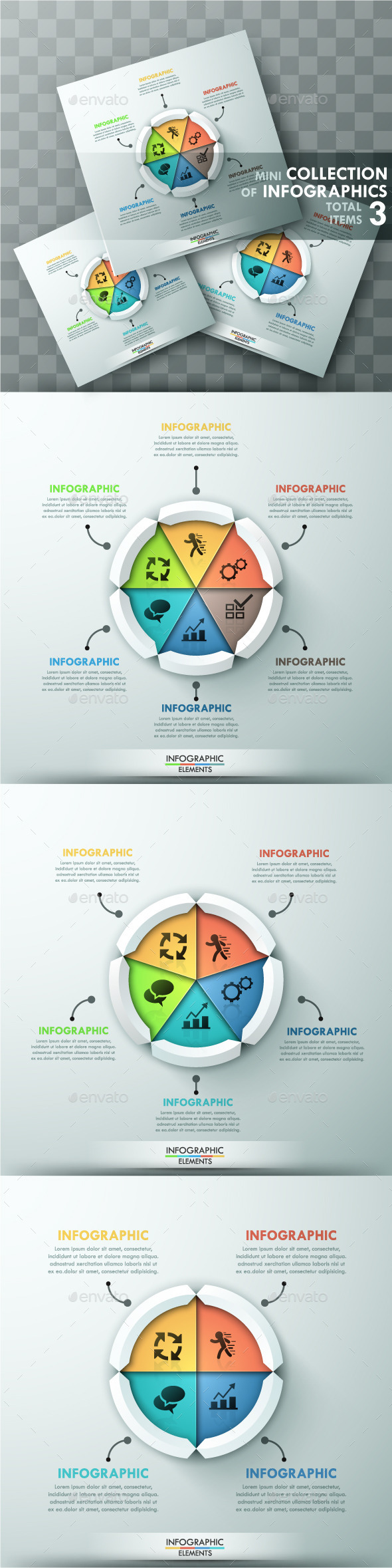Modern Infographic Cycle Templates (3 Items) - Infographics