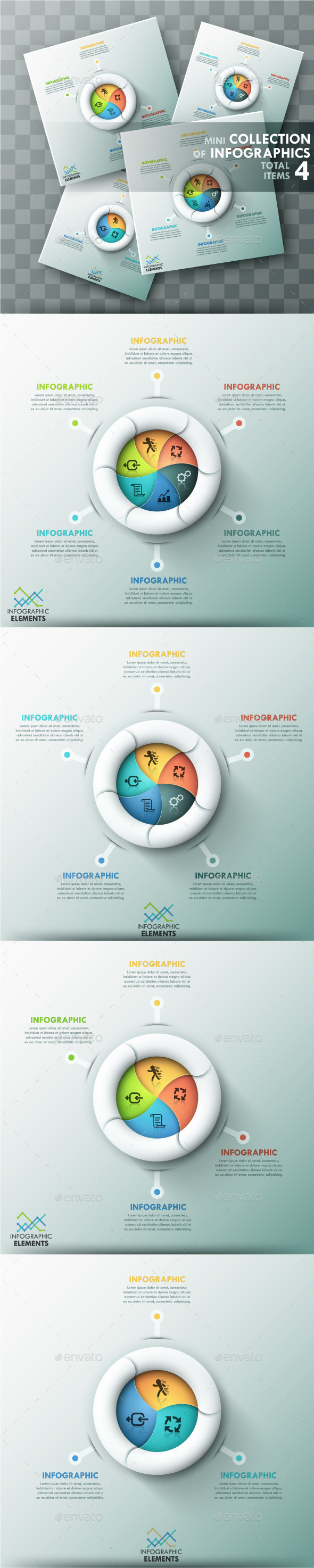 Modern Infographic Spiral Charts (4 Items) - Infographics