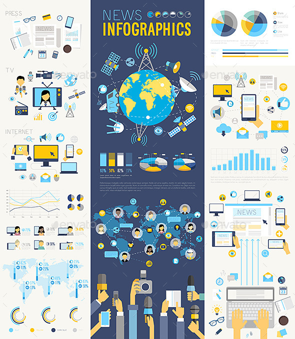 News Infographic Set - Communications Technology