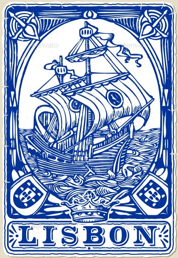 Traditional Tiles Azulejos Lisbon, Portugal - Decorative Vectors