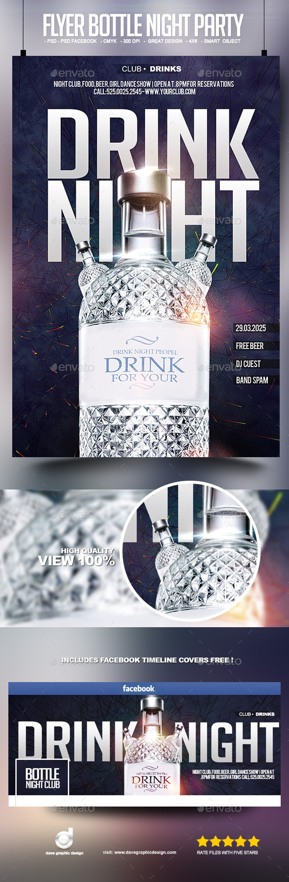 Flyer Bottle Night Party - Clubs & Parties Events