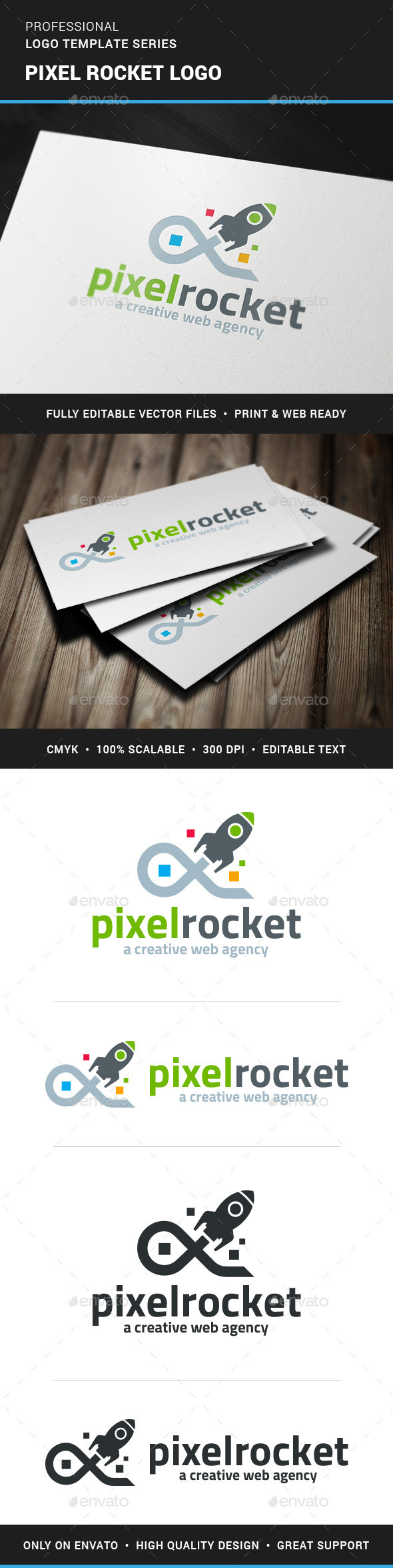 Pixel Rocket Logo Template - Objects Logo Templates