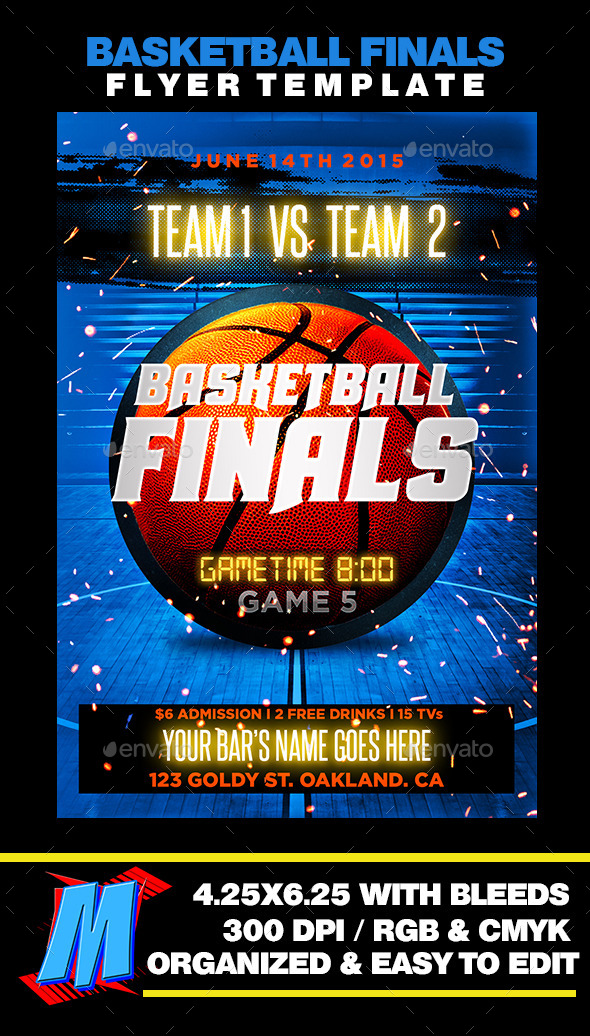 Basketball Finals Flyer Template - Sports Events