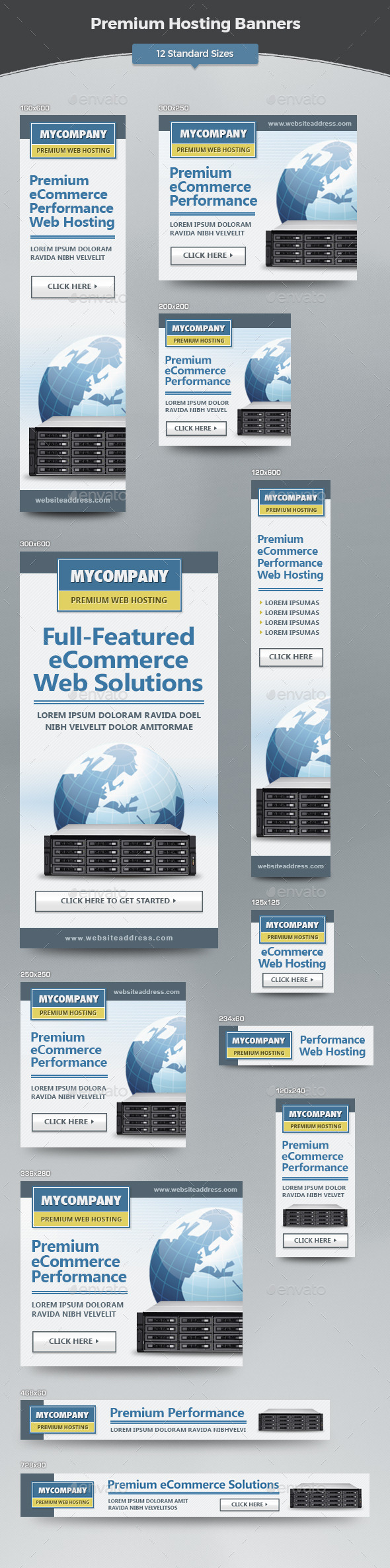 Premium Hosting Banners - Banners & Ads Web Elements