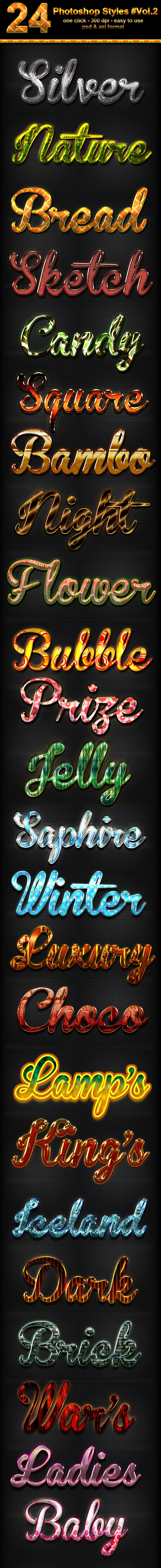 24 Photoshop Text Effect Styles Vol 2 - Text Effects Styles