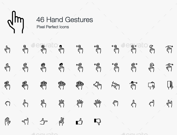Hand Gestures and Finger Actions Icon Set - Icons