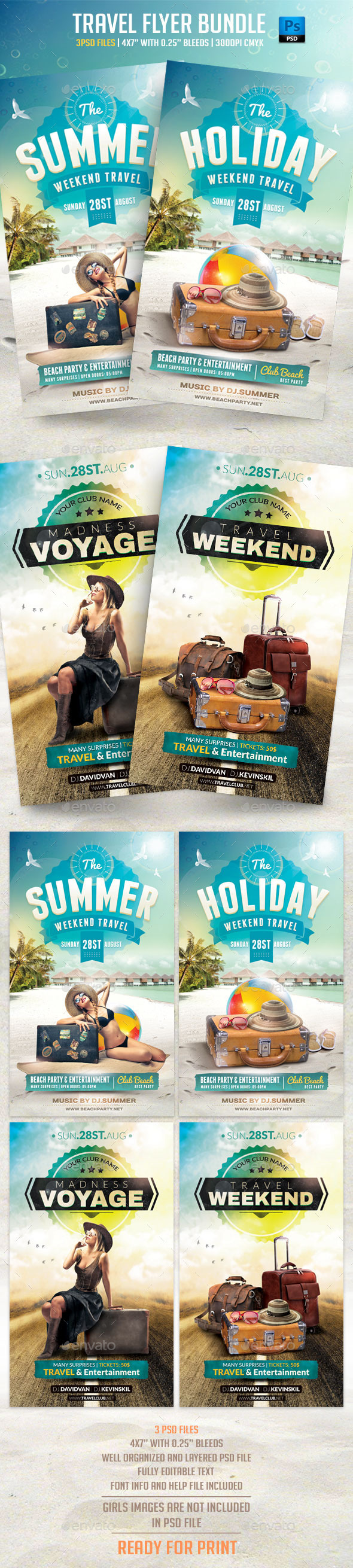 Travel Flyer Bundle - Flyers Print Templates
