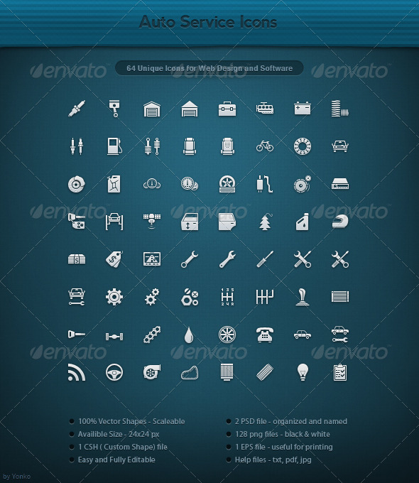 64 Unique Auto Service Icons - Web Icons
