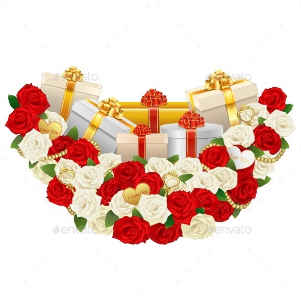 Flower Decoration with Gifts - Miscellaneous Vectors