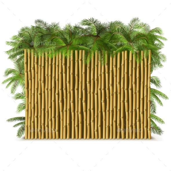 Bamboo Fence with Palm - Backgrounds Decorative