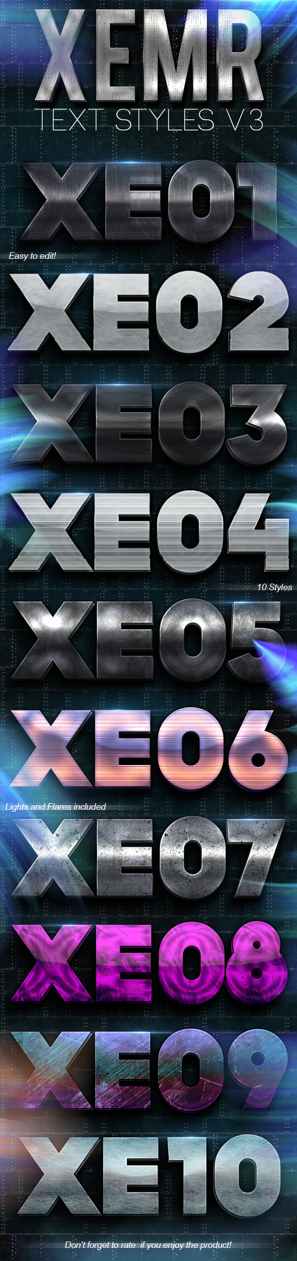 Xemr Photoshop Text Styles V3 - Text Effects Styles