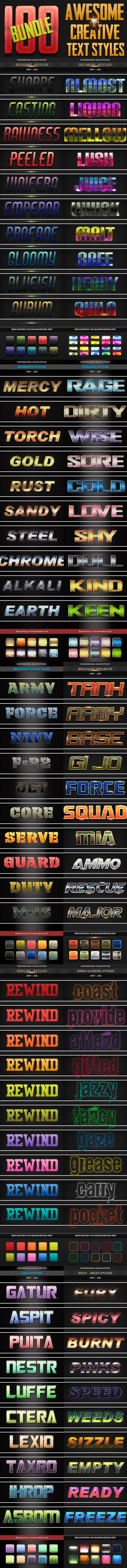 100 Fan Favorite Styles Bundle - Text Effects Actions