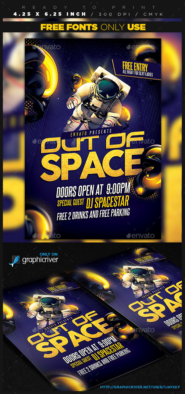 Out of Space Party Flyer - Clubs & Parties Events