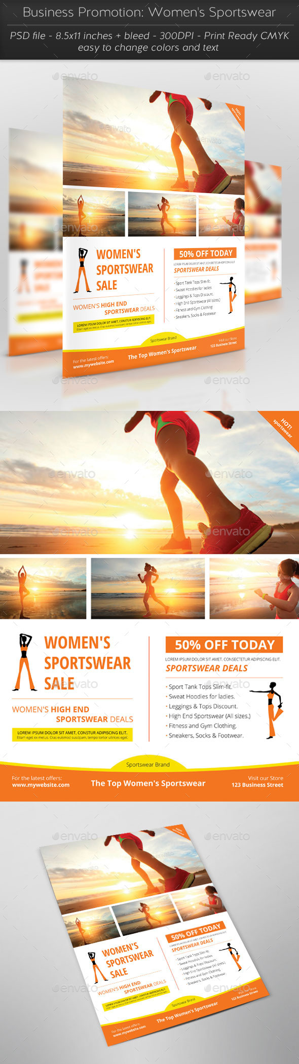 Business Promotion: Women's Sportswear - Flyers Print Templates