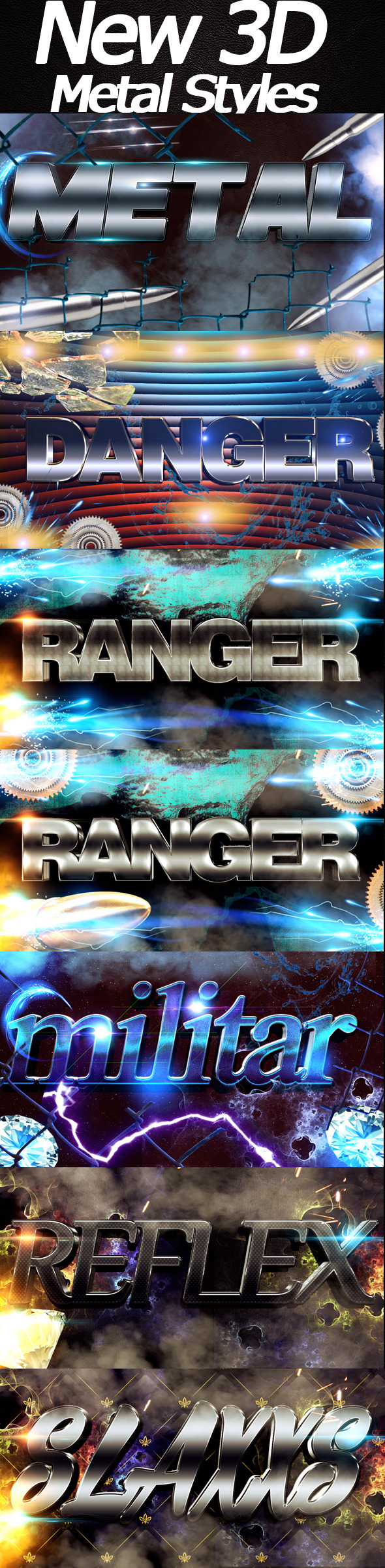 New 3D Mteal Styles - Text Effects Styles