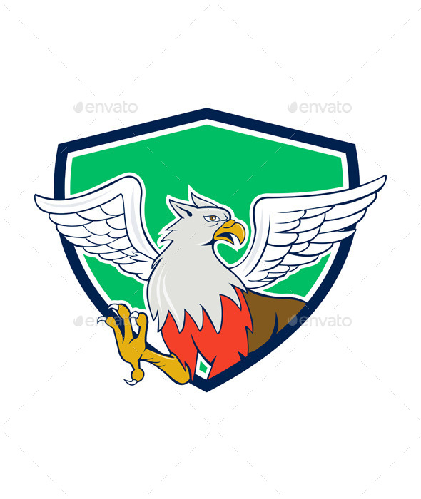 Hippogriff with Talons Shield Cartoon - Animals Characters