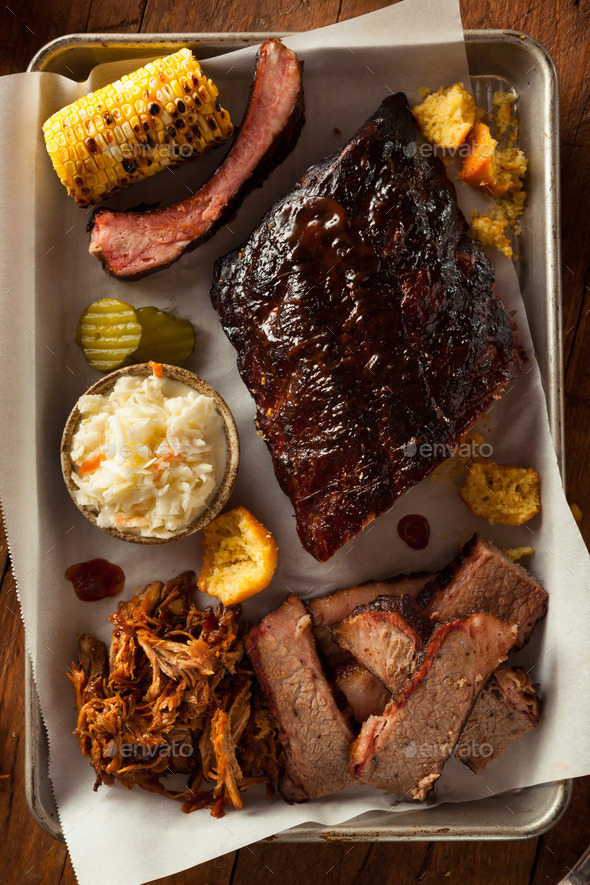 Barbecue Smoked Brisket and Ribs Platter Stock Photo by bhofack2 PhotoDune
