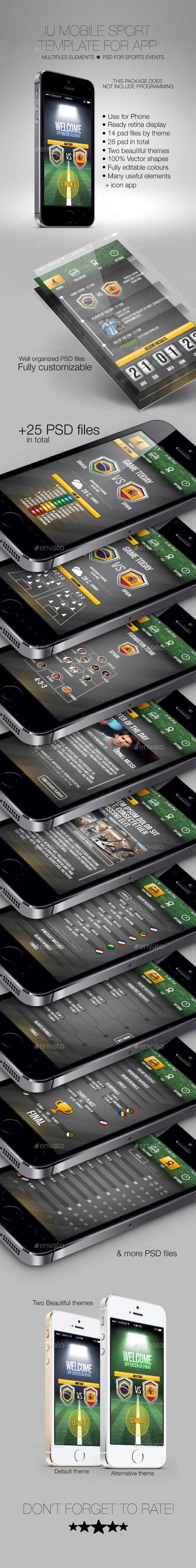 IU Mobile Sport Template for App - User Interfaces Web Elements