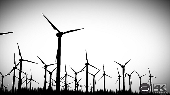 Wind Energy Turbines Silhouettes