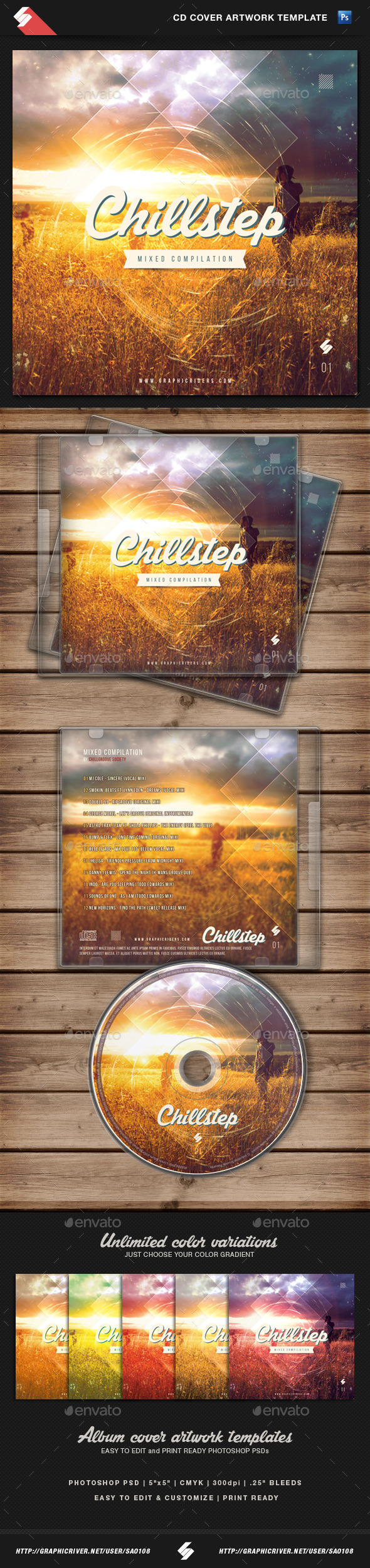 Chillstep - CD Cover Artwork Template - CD & DVD Artwork Print Templates