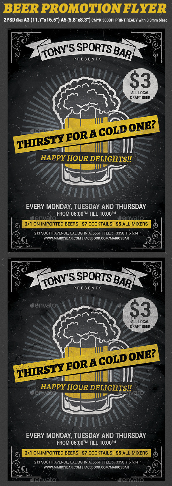 Beer Promotion Happy Hour Flyer Template v2 - Clubs & Parties Events