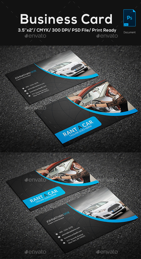Rent A Car Business Card - Corporate Business Cards