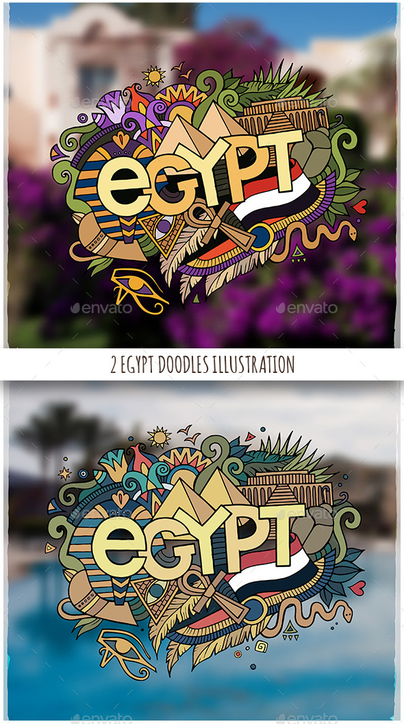 Egypt Doodles Illustrations - Travel Conceptual