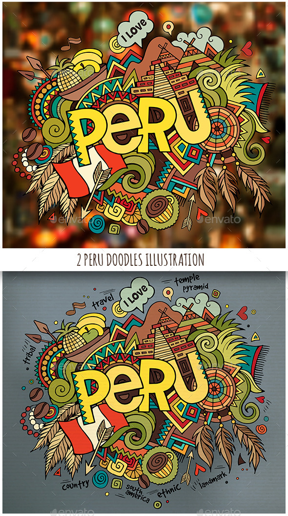 2 Peru Doodles Illustrations - Travel Conceptual