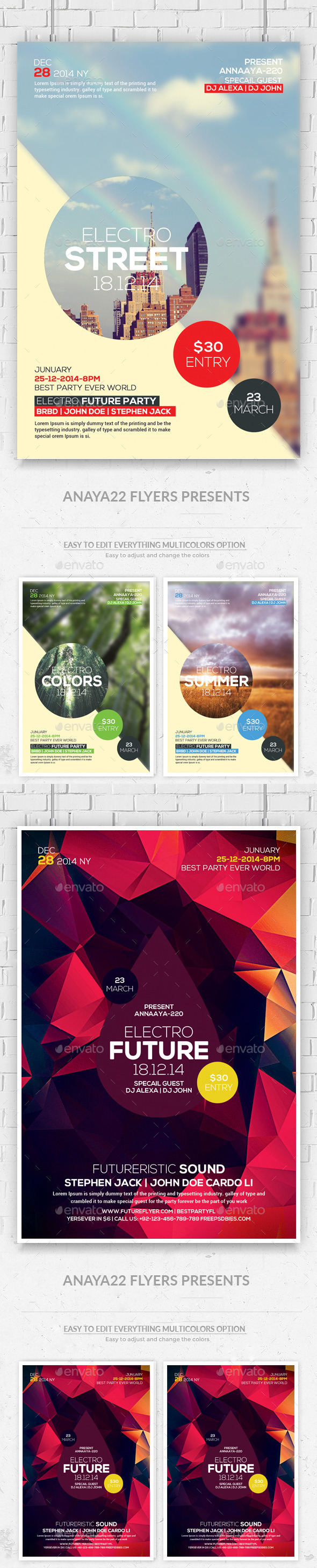 Hipster Party Flyers Bundle - Clubs & Parties Events