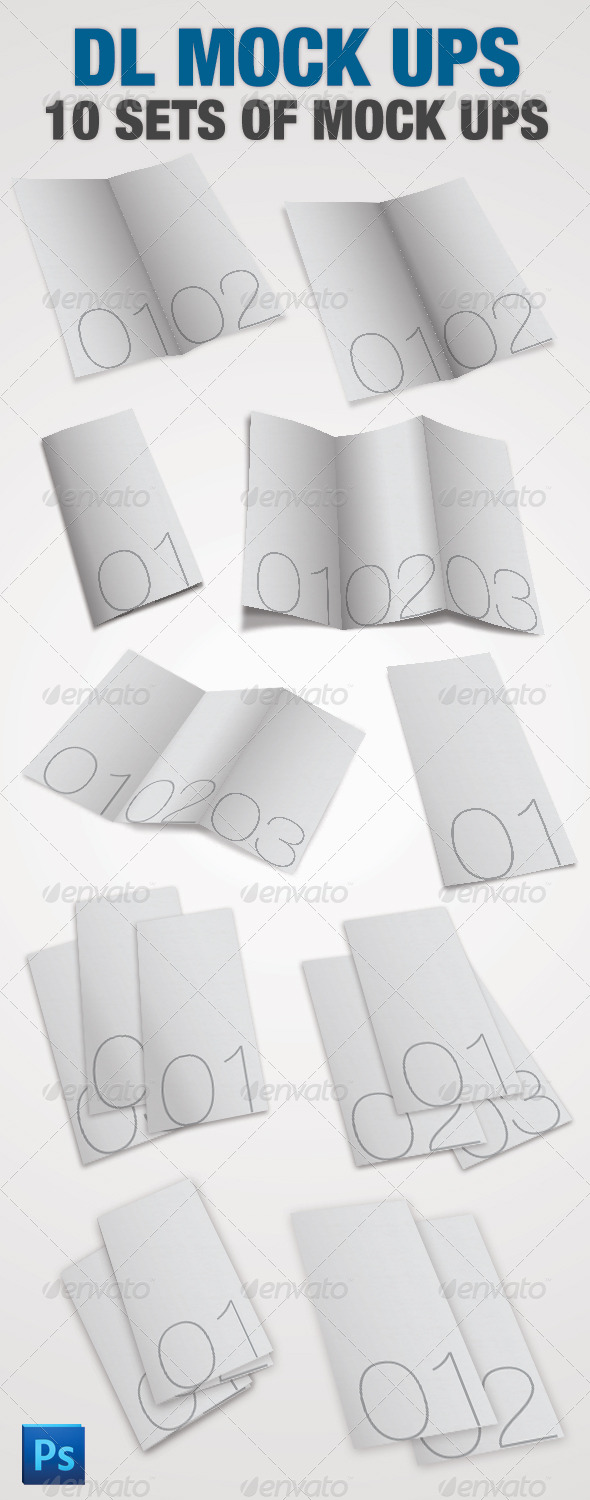 10 DL Leaflet Mock-ups - Photoshop