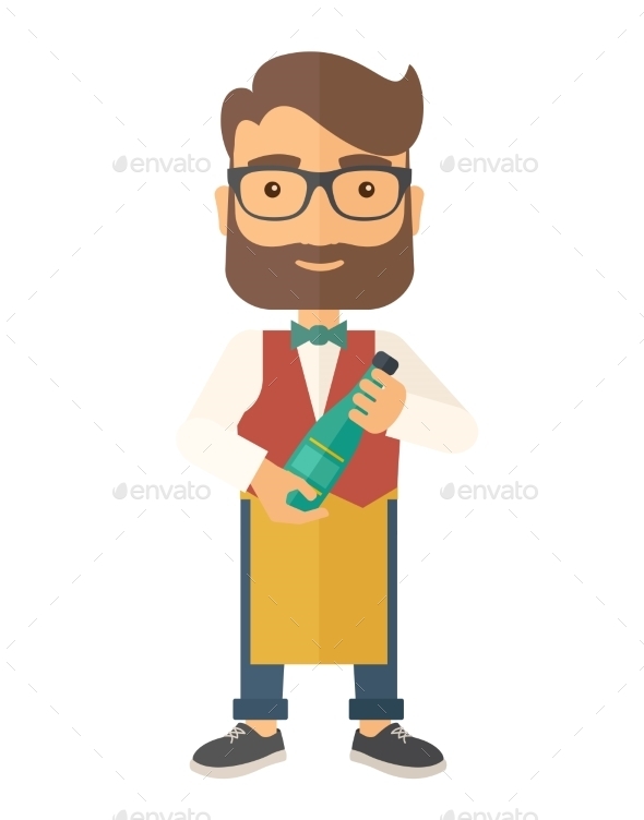 Wine Maker Holding a Bottle of Wine - People Characters