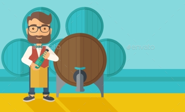 Wine Maker Inspecting Wine From Barrel - Concepts Business