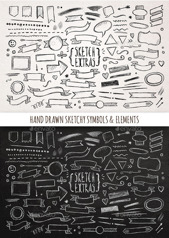 Hand Drawn Sketchy Elements - Web Elements Vectors