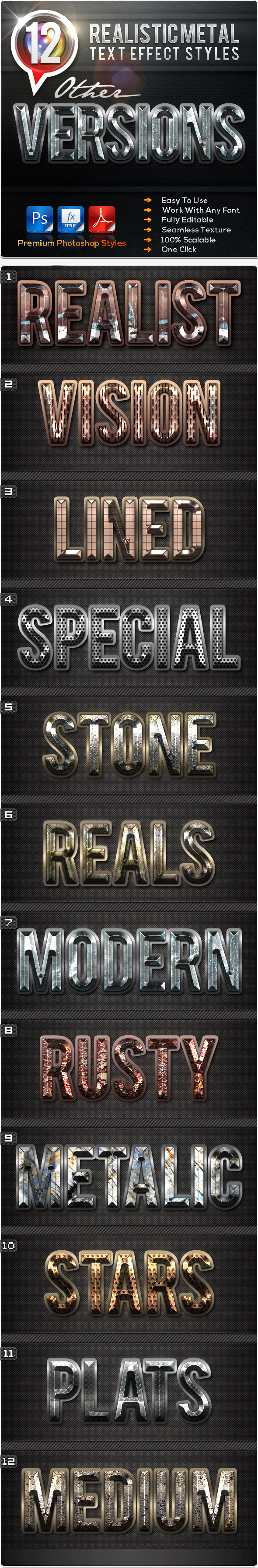 12 Realistic Metal Other Versions - Text Effects Styles